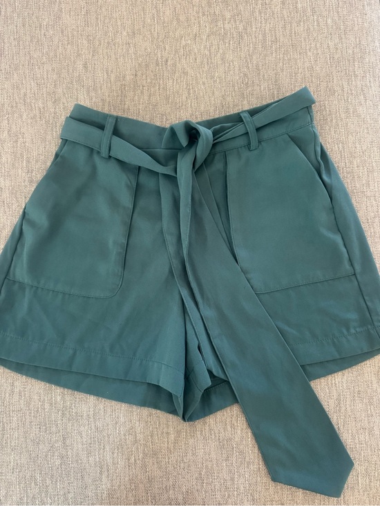a new day Pants - a new day Teal High-Waist Tie-Belt Shorts